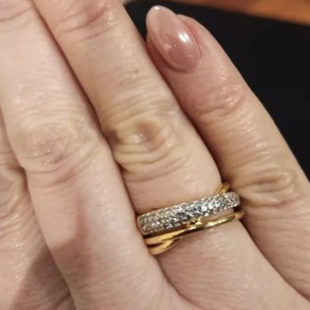 NEW*925 Gold Women’s Diamond Cross Ring - Picture 3 of 4